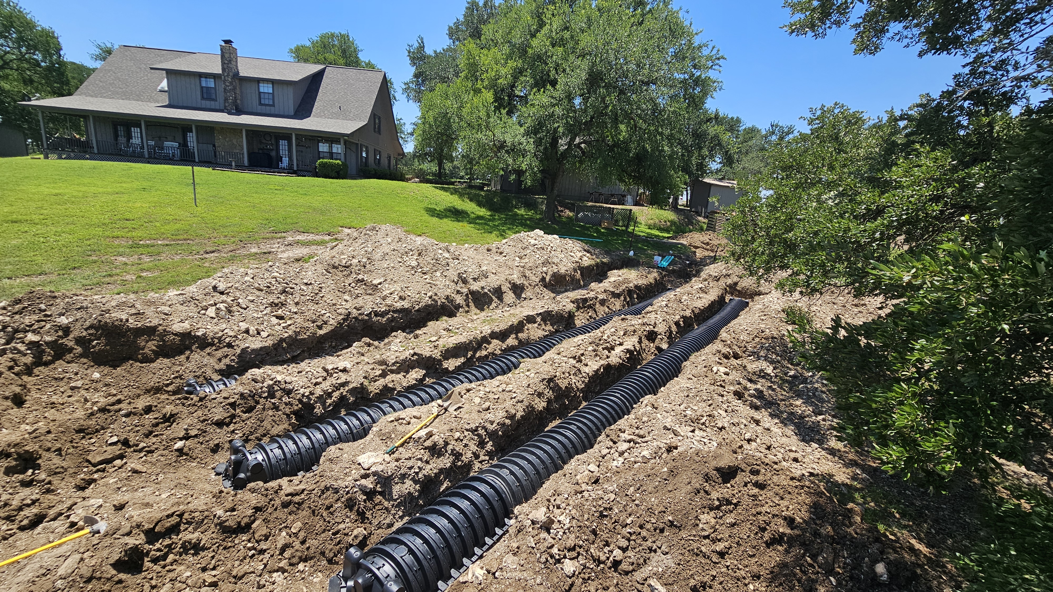 Farmhouse with new septic system installation